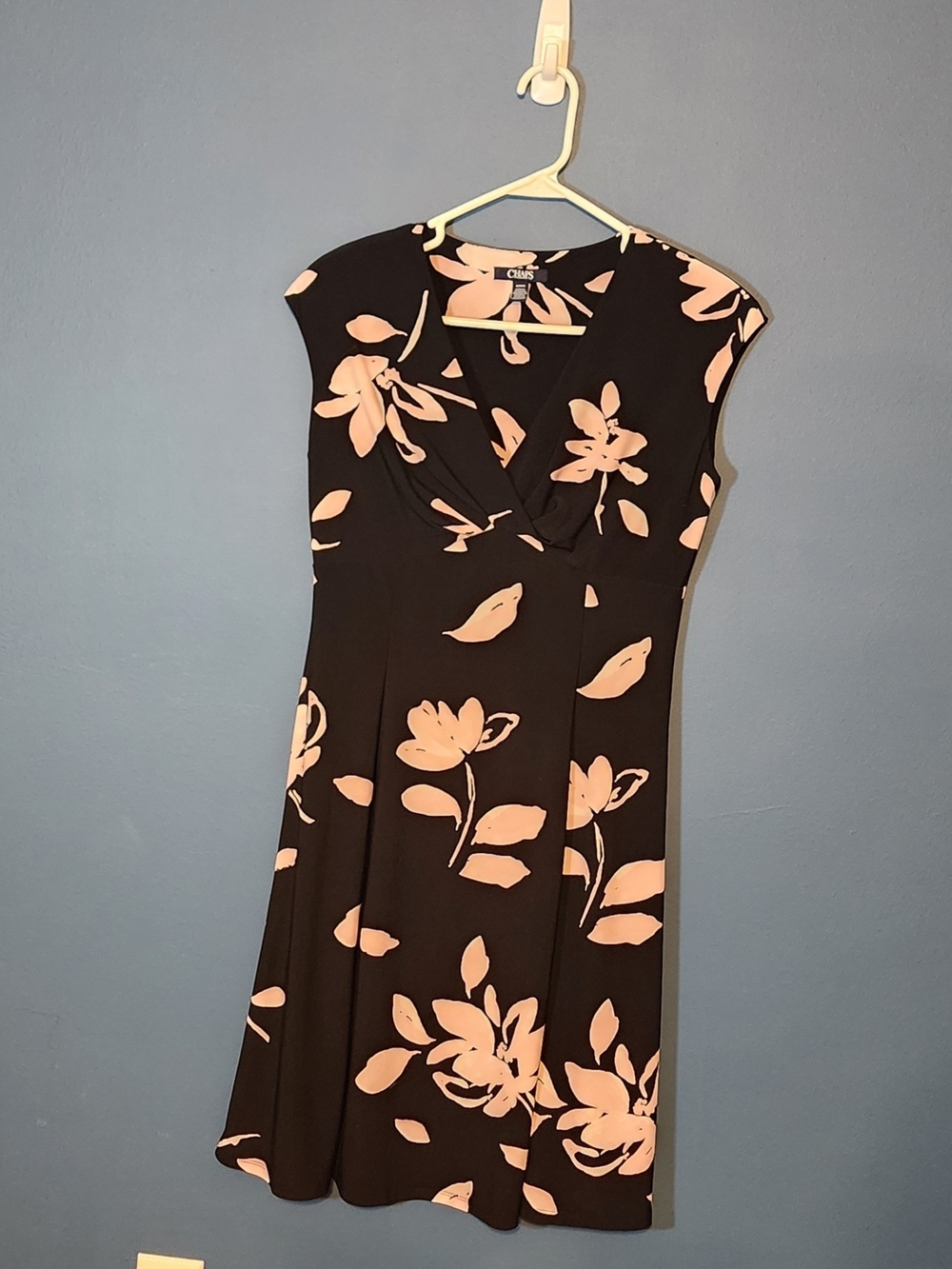 Black Dress with Pale Pink Floral Print
